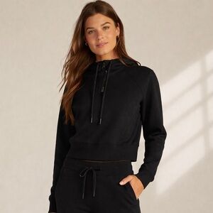 BYLT Basics Women’s Opal Black Half Zip Cropped Hoodie Size Small